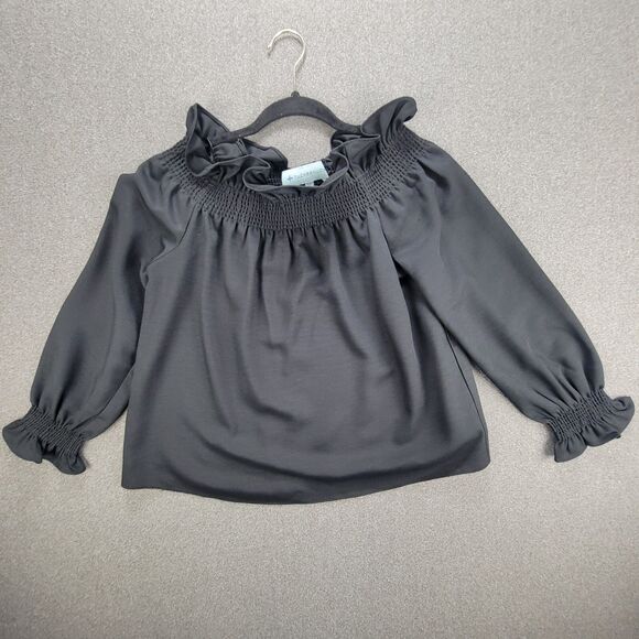 Tuckernuck XS Black Off the Shoulder Marguerite Ruffle Neckline Blouse *READ* - Picture 1 of 9